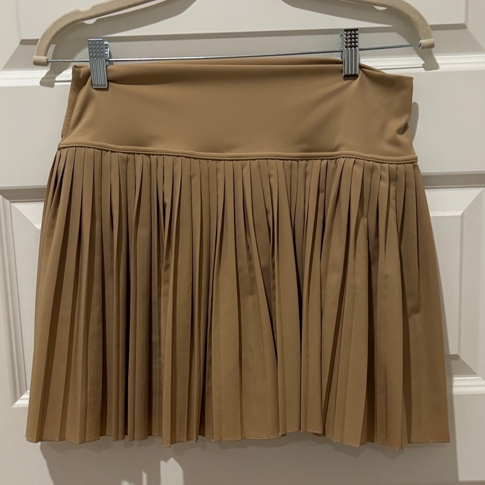 Women's Pleated Tan Tennis Skirt with built in shorts
